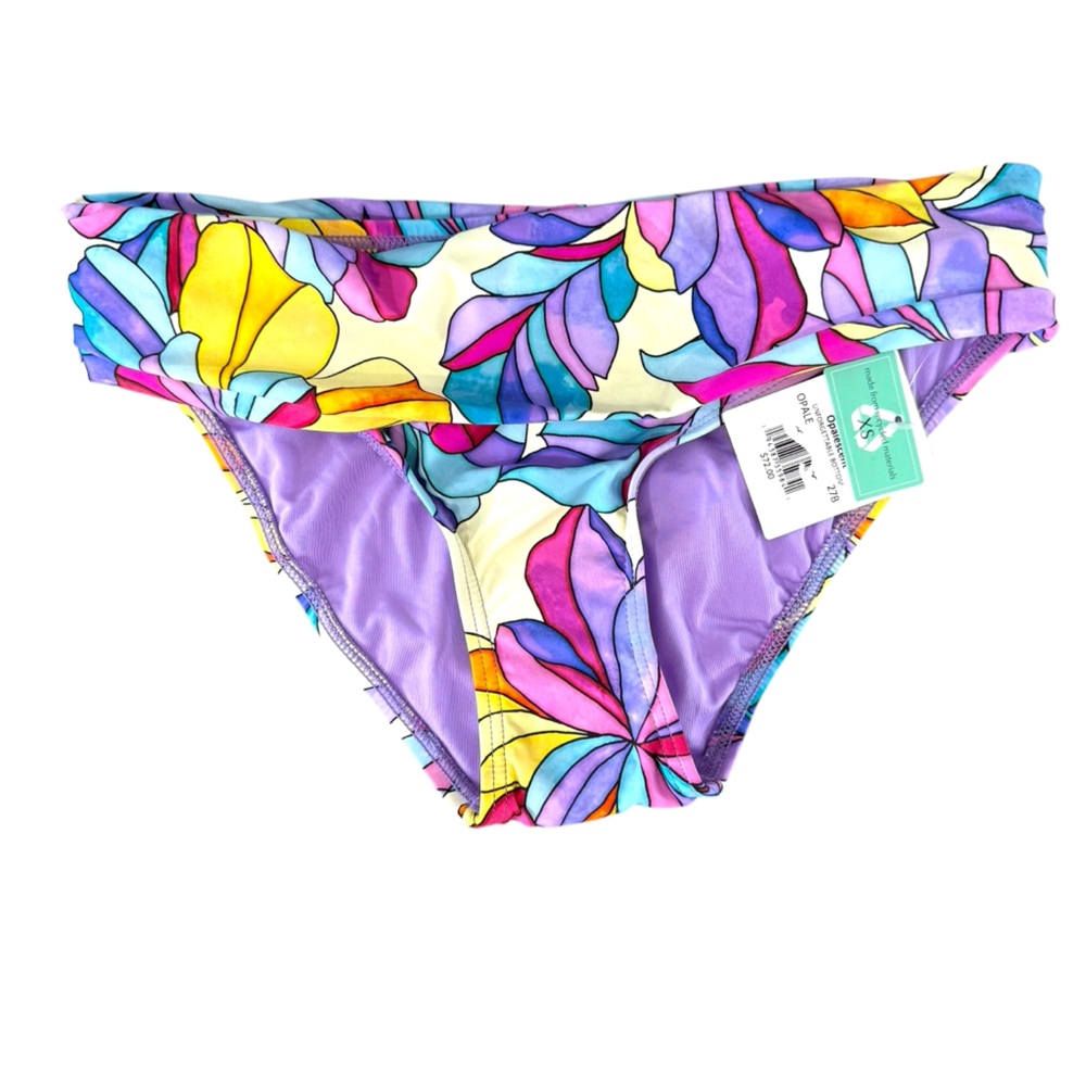NWT Sunsets XS Opalescent High Waist Foldover Bikini Bottoms Multicolor Floral